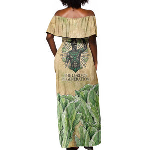 Min Off Shoulder Maxi Dress Egyptian God of Fertility Lord of Generation Lettuce Ancient