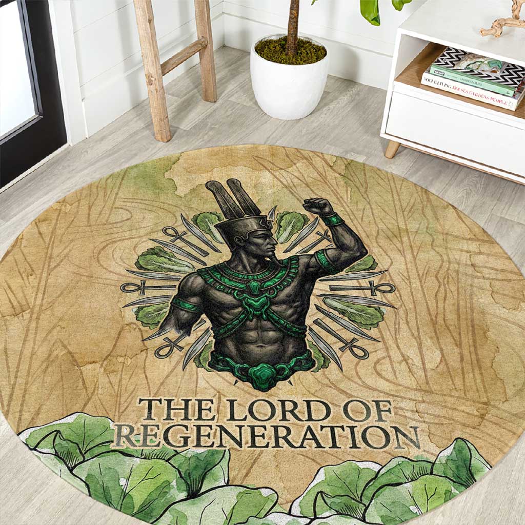 Min Round Carpet Egyptian God of Fertility Lord of Generation Lettuce Ancient