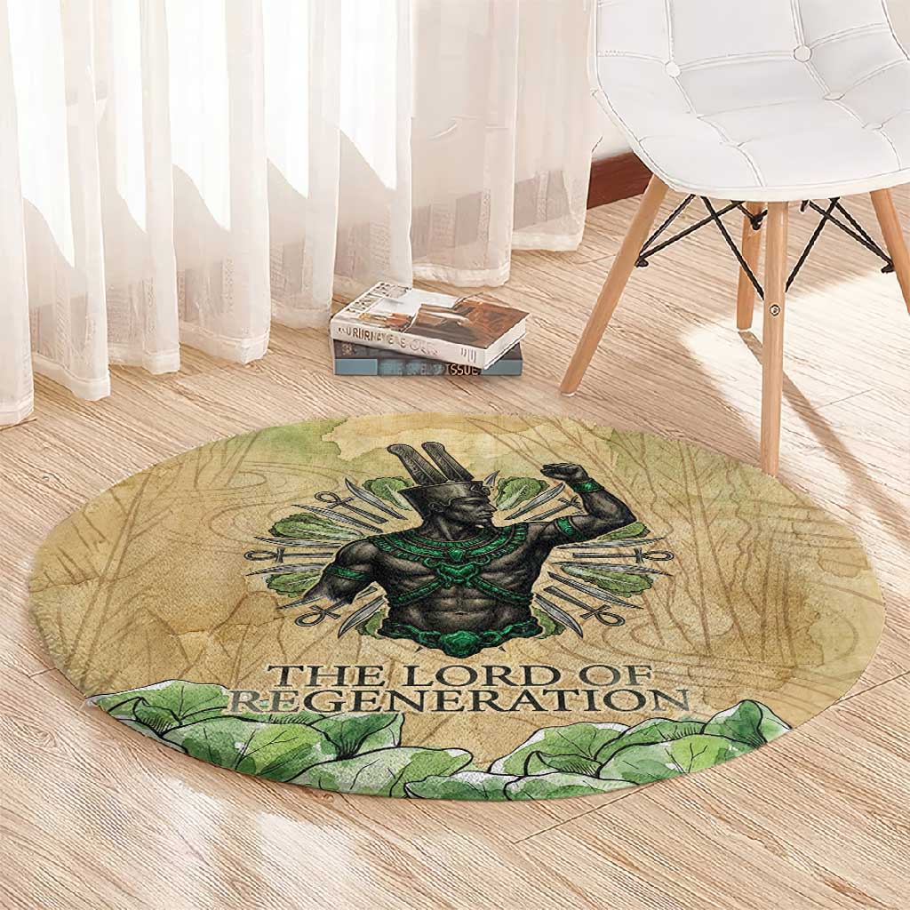 Min Round Carpet Egyptian God of Fertility Lord of Generation Lettuce Ancient