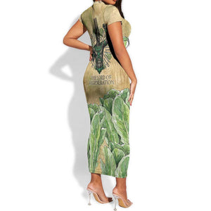 Min Short Sleeve Bodycon Dress Egyptian God of Fertility Lord of Generation Lettuce Ancient