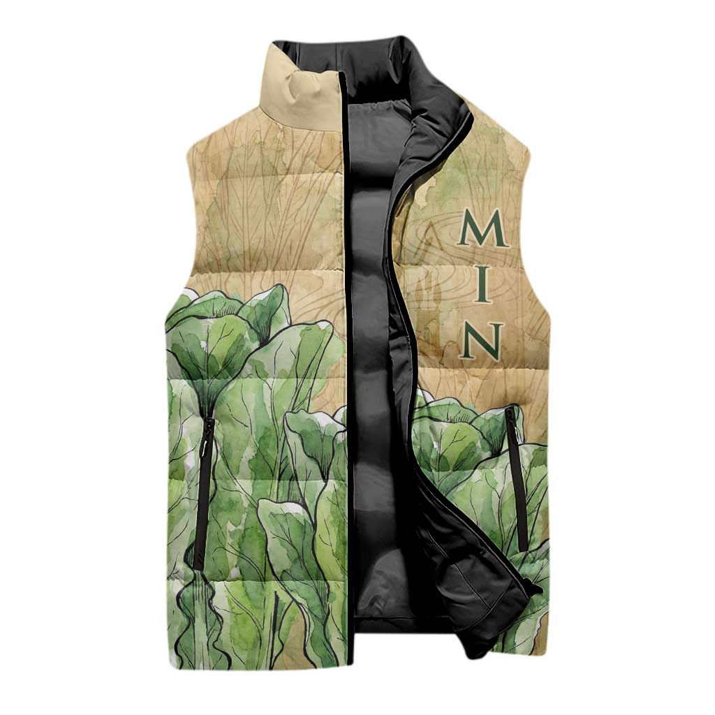 Min Sleeveless Puffer Jacket Egyptian God of Fertility Lord of Generation Lettuce Ancient