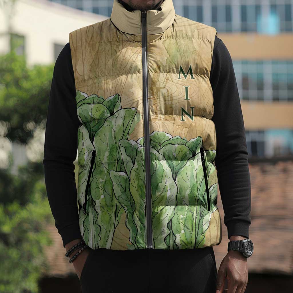 Min Sleeveless Puffer Jacket Egyptian God of Fertility Lord of Generation Lettuce Ancient