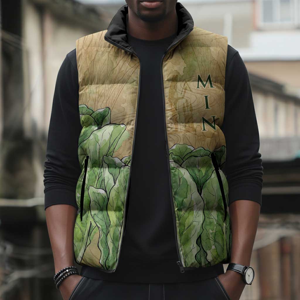 Min Sleeveless Puffer Jacket Egyptian God of Fertility Lord of Generation Lettuce Ancient