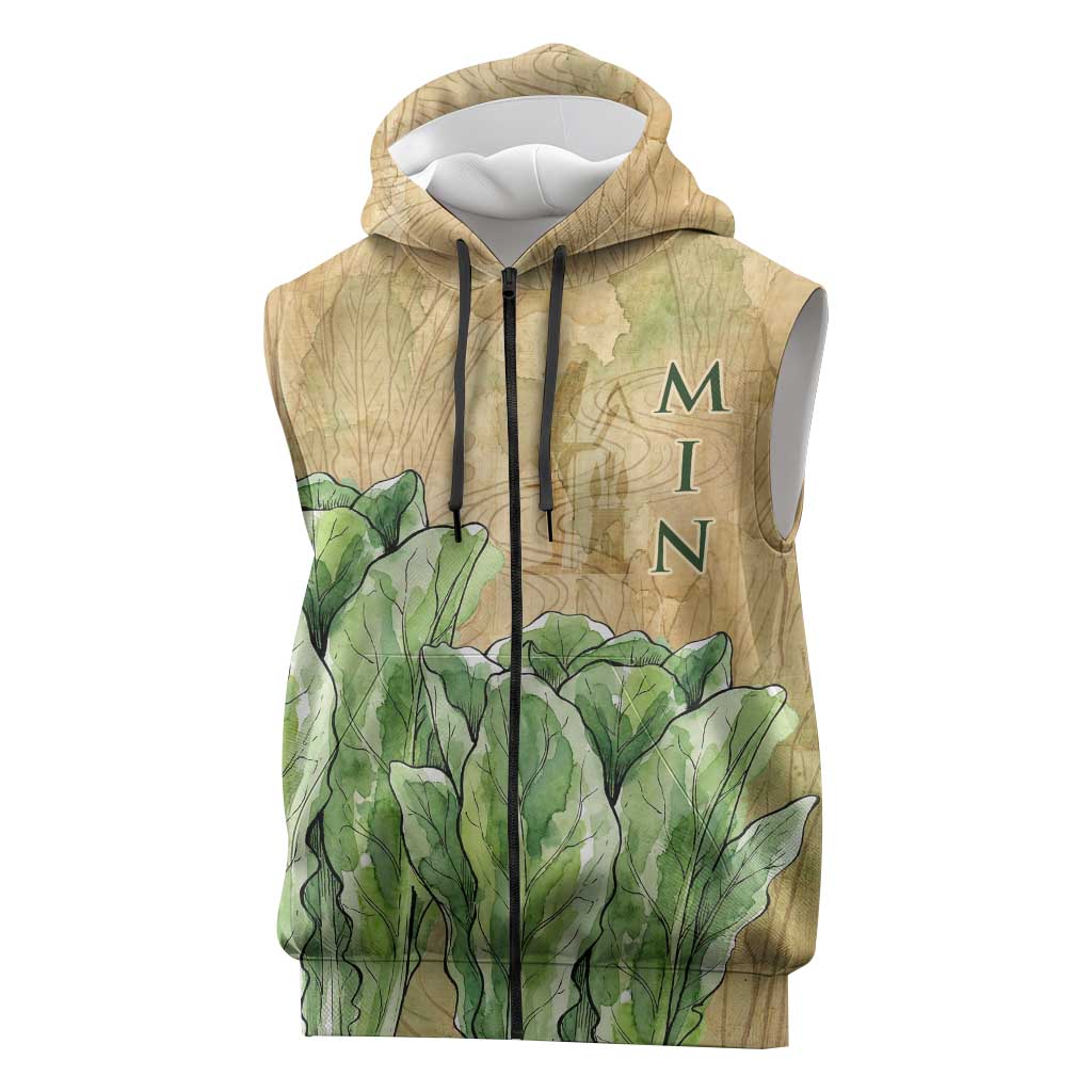Min Sleeveless Zip Hoodie Egyptian God of Fertility Lord of Generation Lettuce Ancient