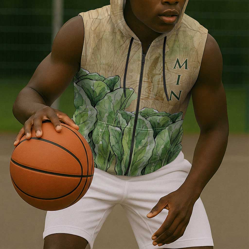 Min Sleeveless Zip Hoodie Egyptian God of Fertility Lord of Generation Lettuce Ancient