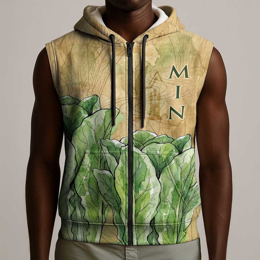 Min Sleeveless Zip Hoodie Egyptian God of Fertility Lord of Generation Lettuce Ancient