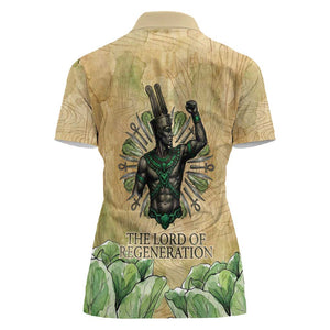 Min Women Polo Shirt Egyptian God of Fertility Lord of Generation Lettuce Ancient