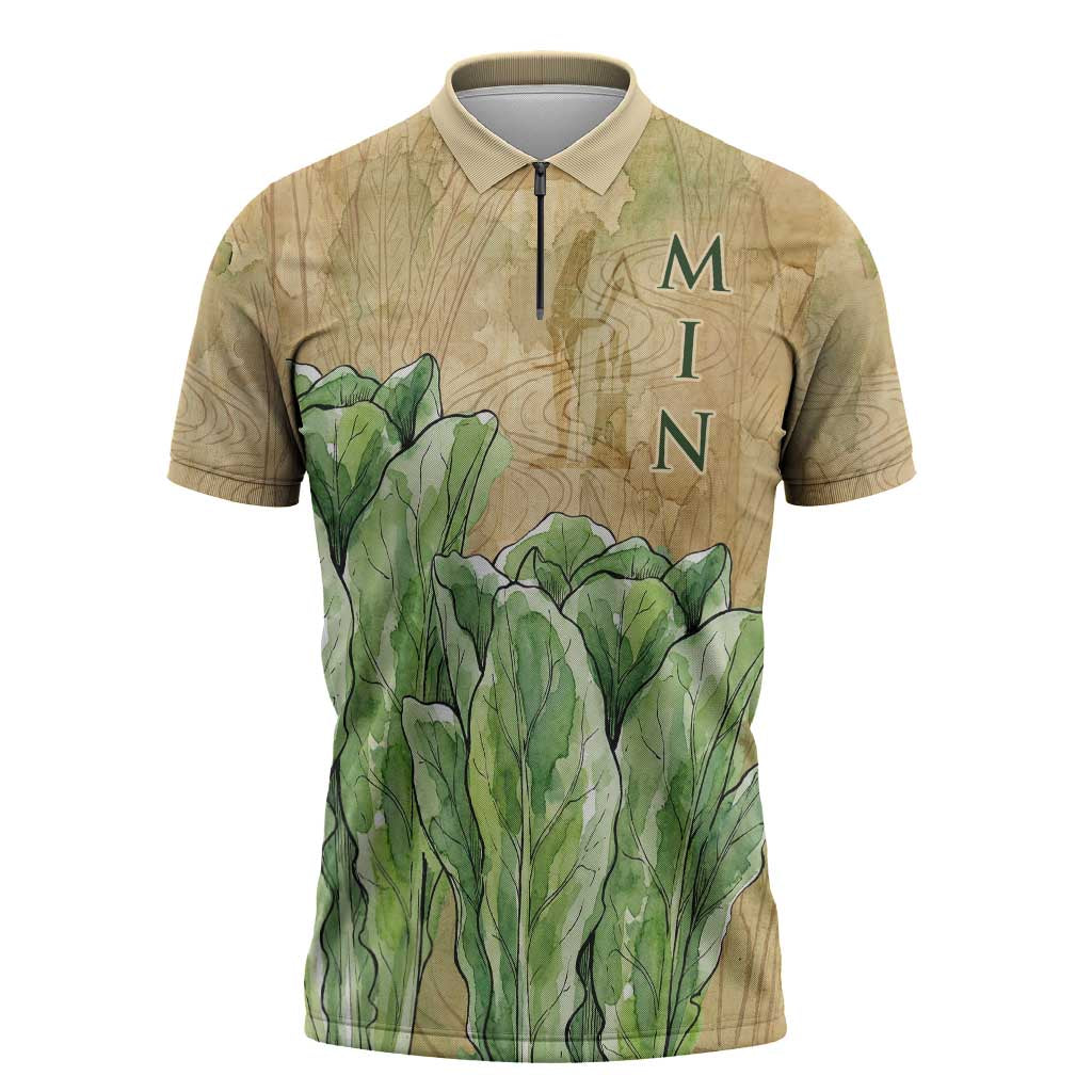 Min Zipper Polo Shirt Egyptian God of Fertility Lord of Generation Lettuce Ancient