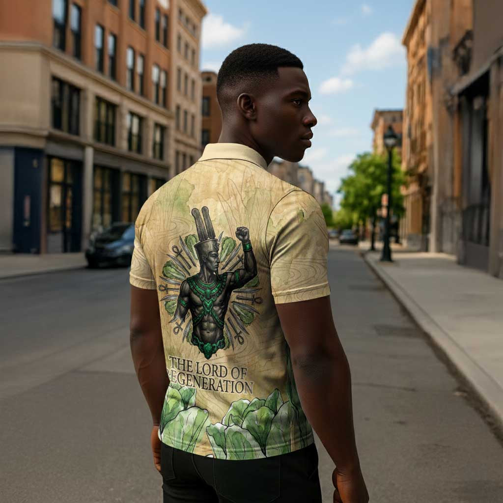 Min Zipper Polo Shirt Egyptian God of Fertility Lord of Generation Lettuce Ancient