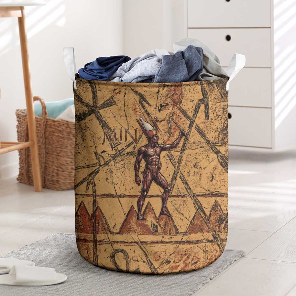 Min Ancient Egyptian Laundry Basket Fertility Symbol Sandstone Ankh Pyramid Pattern