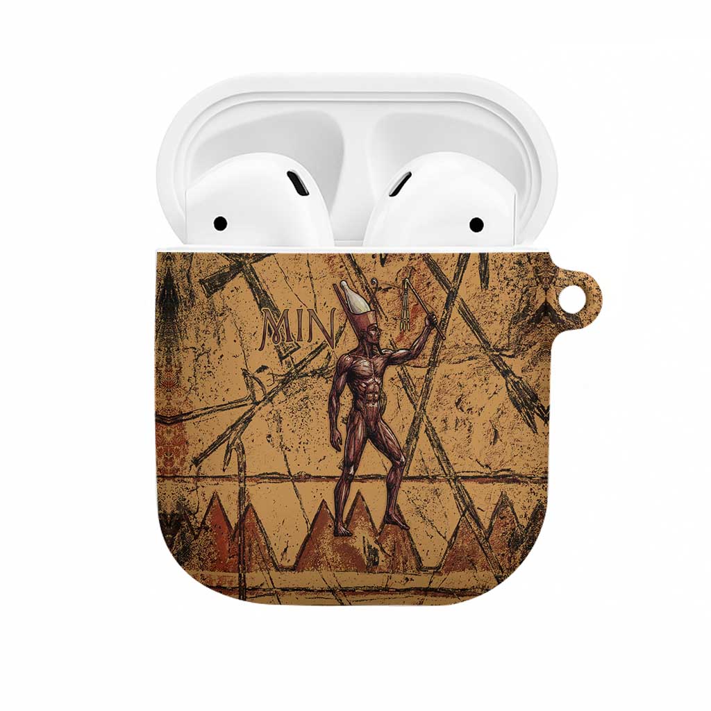 Min Ancient Egyptian AirPods Case Fertility Symbol Sandstone Ankh Pyramid Pattern