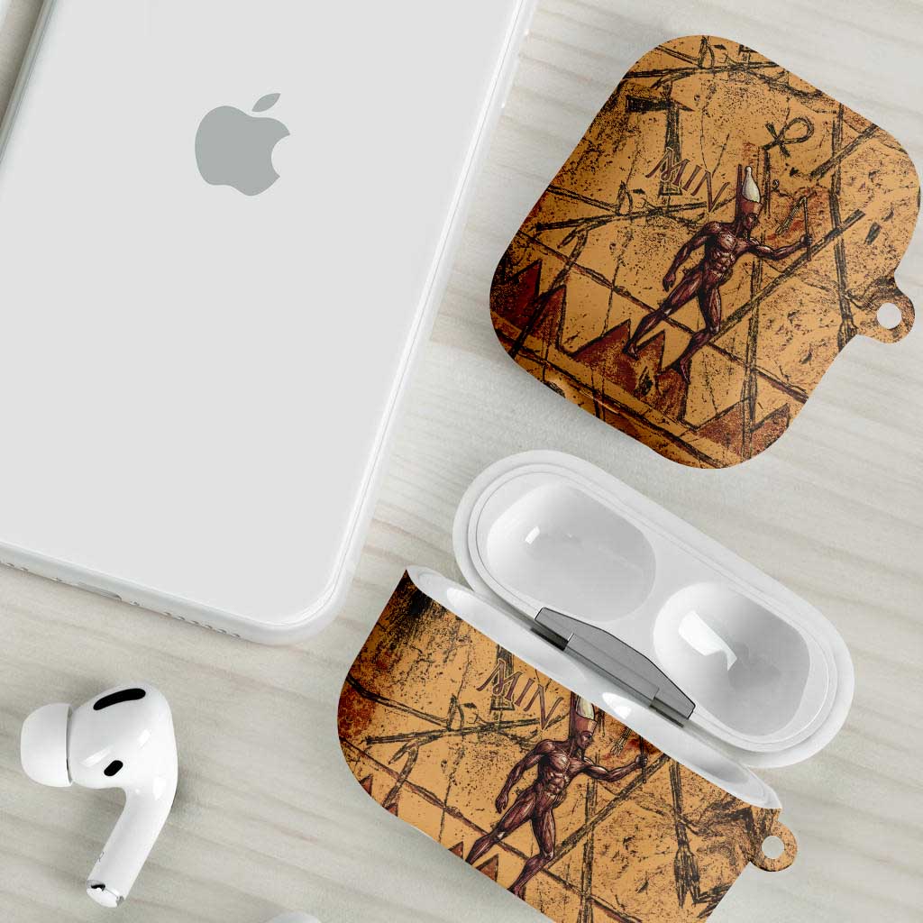 Min Ancient Egyptian AirPods Case Fertility Symbol Sandstone Ankh Pyramid Pattern