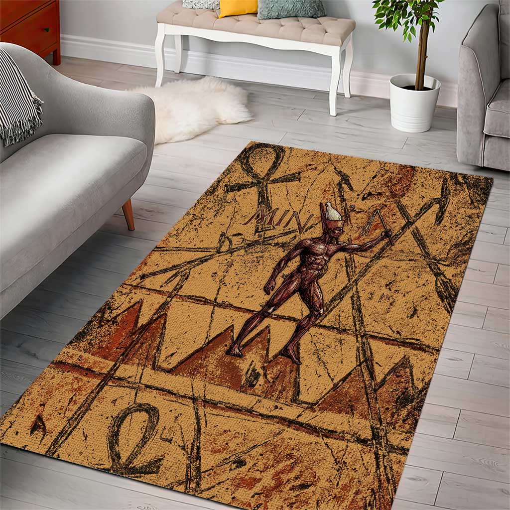 Min Ancient Egyptian Area Rug Fertility Symbol Sandstone Ankh Pyramid Pattern