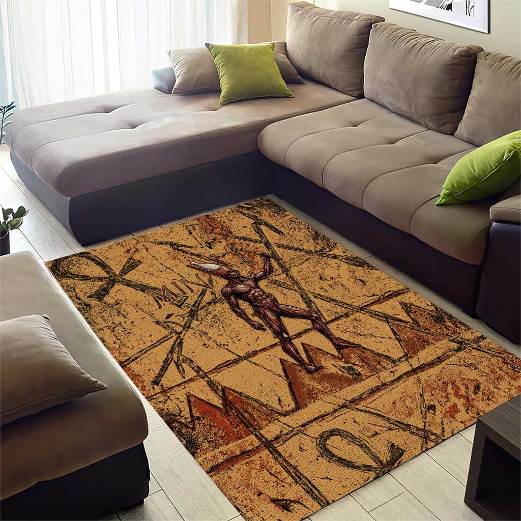 Min Ancient Egyptian Area Rug Fertility Symbol Sandstone Ankh Pyramid Pattern