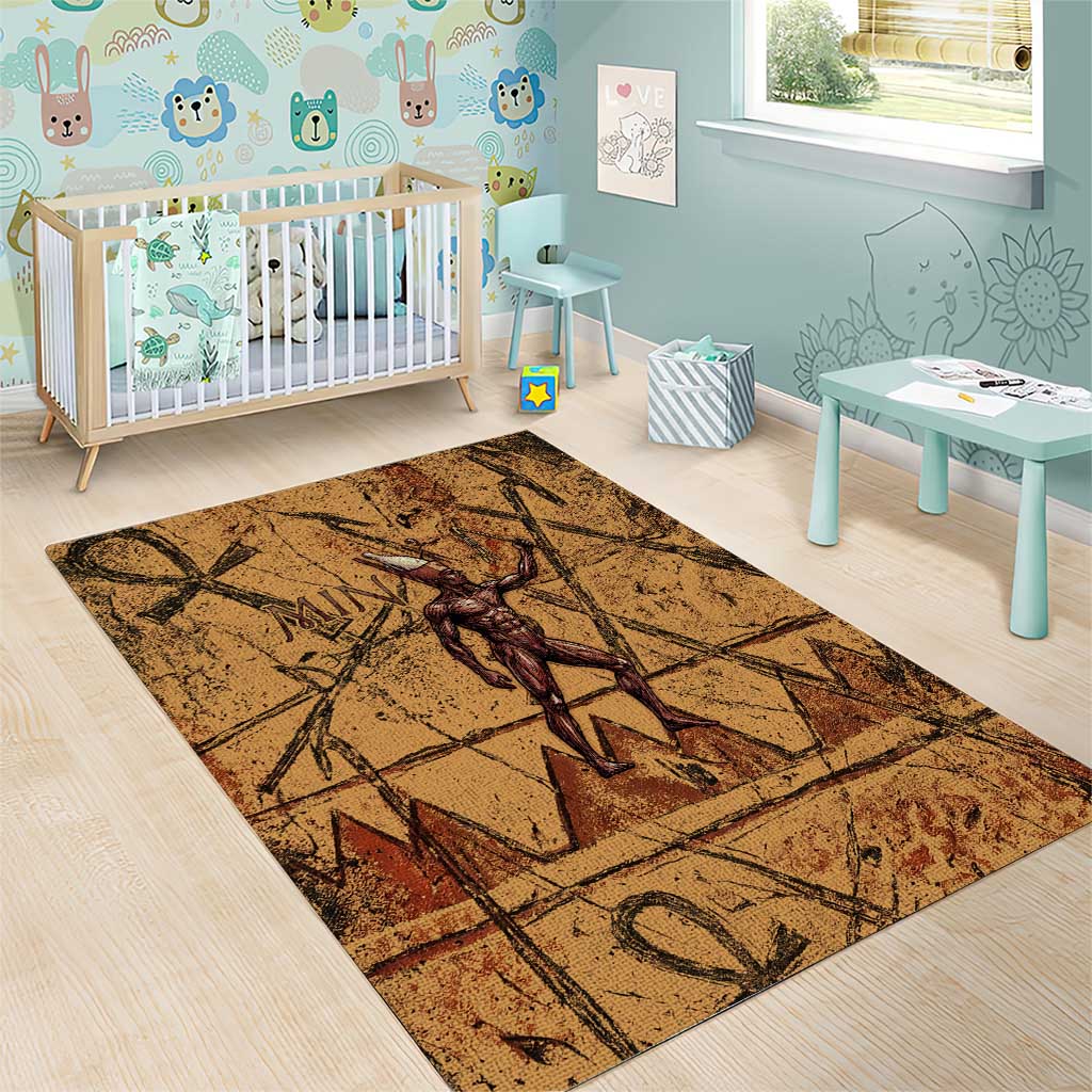 Min Ancient Egyptian Area Rug Fertility Symbol Sandstone Ankh Pyramid Pattern