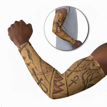 Min Ancient Egyptian Arm Sleeves Fertility Symbol Sandstone Ankh Pyramid Pattern