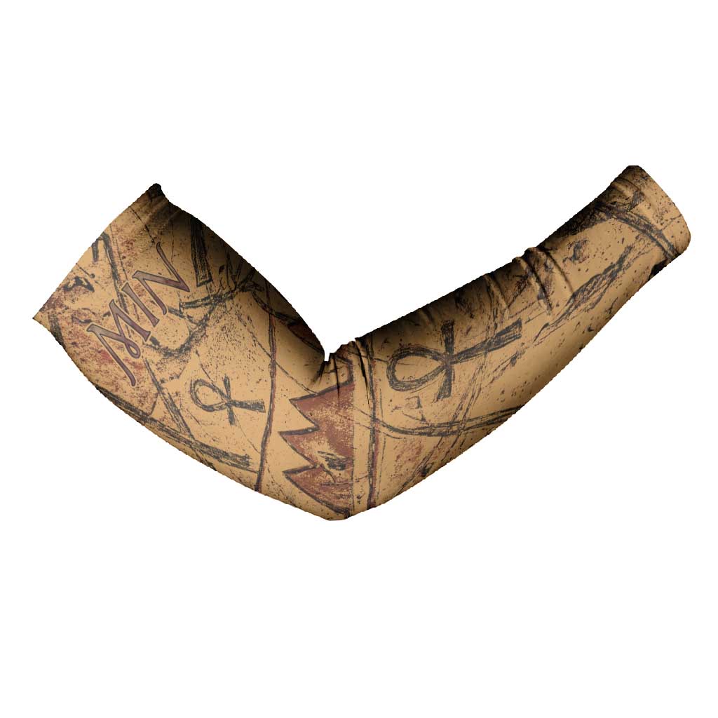 Min Ancient Egyptian Arm Sleeves Fertility Symbol Sandstone Ankh Pyramid Pattern