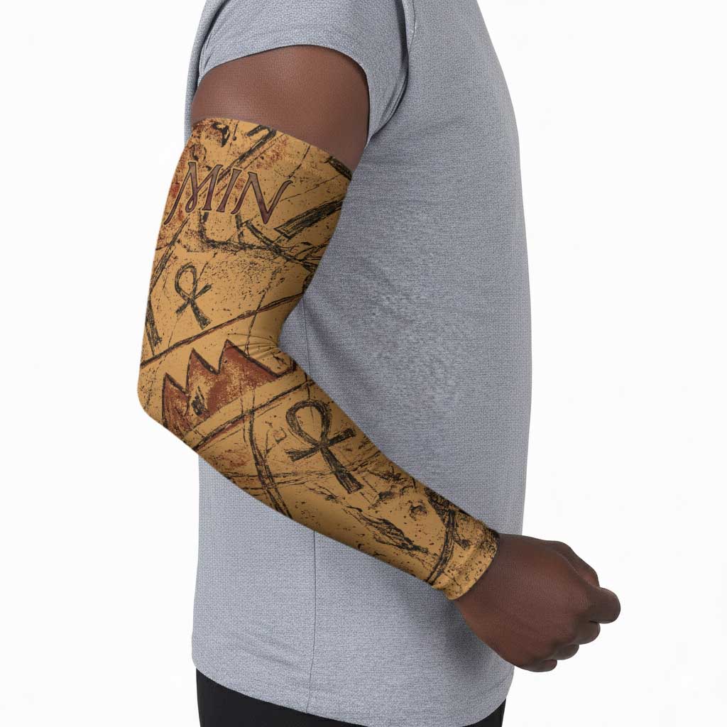 Min Ancient Egyptian Arm Sleeves Fertility Symbol Sandstone Ankh Pyramid Pattern