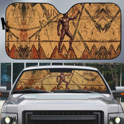 Min Ancient Egyptian Auto Sun Shade Fertility Symbol Sandstone Ankh Pyramid Pattern