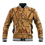 Min Ancient Egyptian Baseball Jacket Fertility Symbol Sandstone Ankh Pyramid Pattern