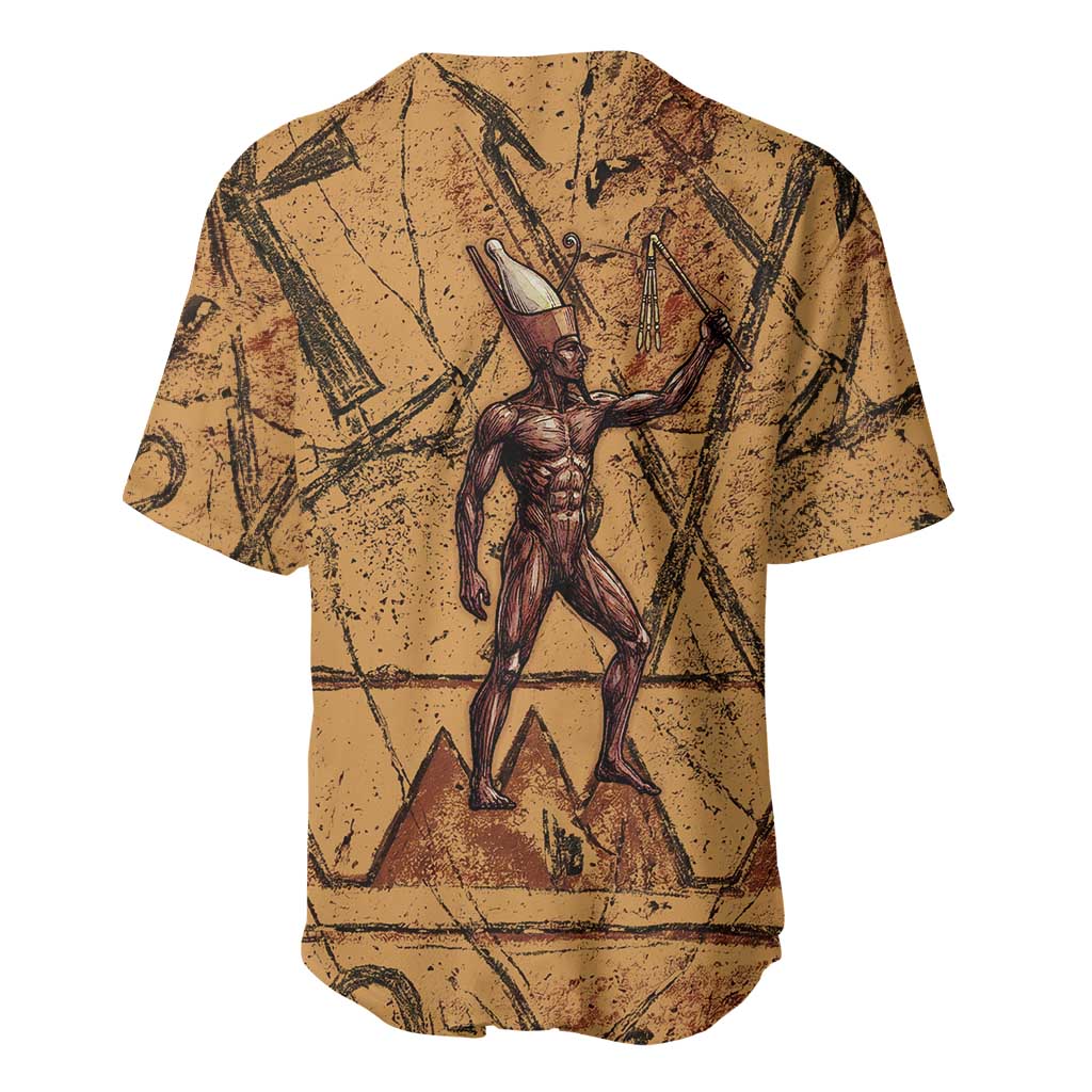 Min Ancient Egyptian Baseball Jersey Fertility Symbol Sandstone Ankh Pyramid Pattern