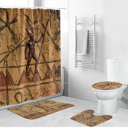 Min Ancient Egyptian Bathroom Set Fertility Symbol Sandstone Ankh Pyramid Pattern