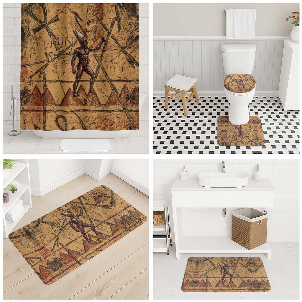 Min Ancient Egyptian Bathroom Set Fertility Symbol Sandstone Ankh Pyramid Pattern