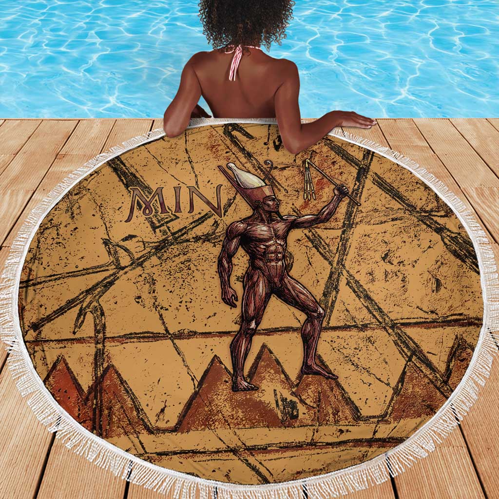 Min Ancient Egyptian Beach Blanket Fertility Symbol Sandstone Ankh Pyramid Pattern