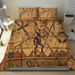 Min Ancient Egyptian Bedding Set Fertility Symbol Sandstone Ankh Pyramid Pattern