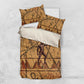 Min Ancient Egyptian Bedding Set Fertility Symbol Sandstone Ankh Pyramid Pattern