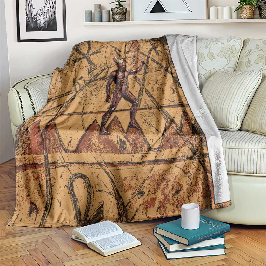 Min Ancient Egyptian Blanket Fertility Symbol Sandstone Ankh Pyramid Pattern