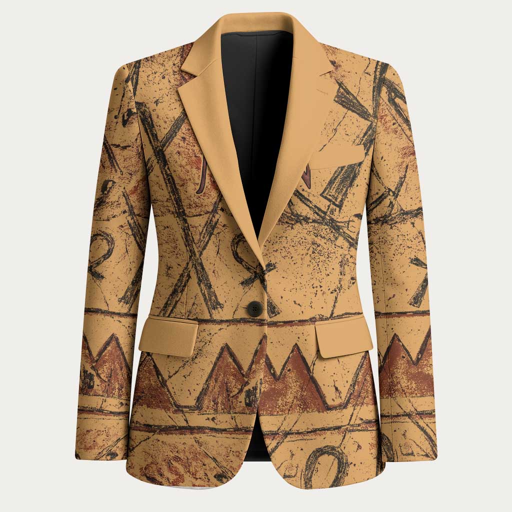 Min Ancient Egyptian Blazer Fertility Symbol Sandstone Ankh Pyramid Pattern