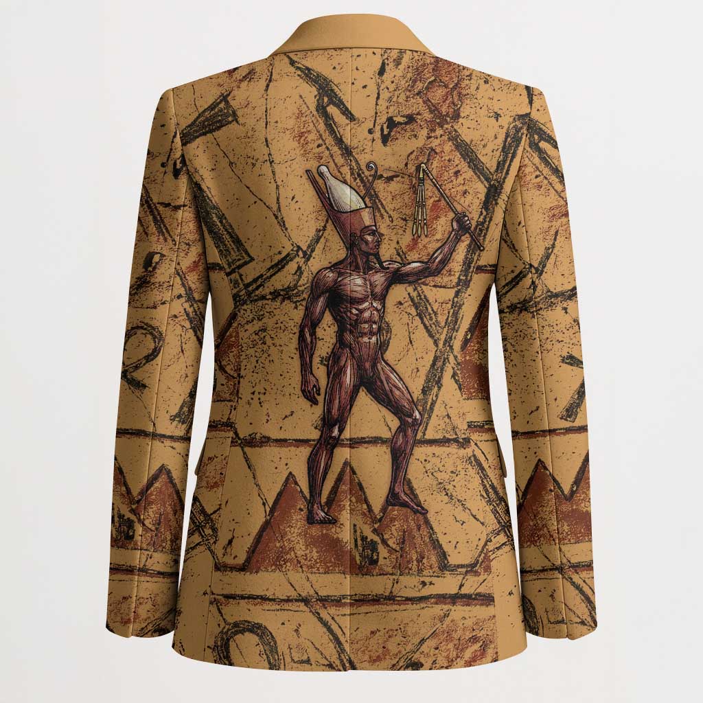 Min Ancient Egyptian Blazer Fertility Symbol Sandstone Ankh Pyramid Pattern