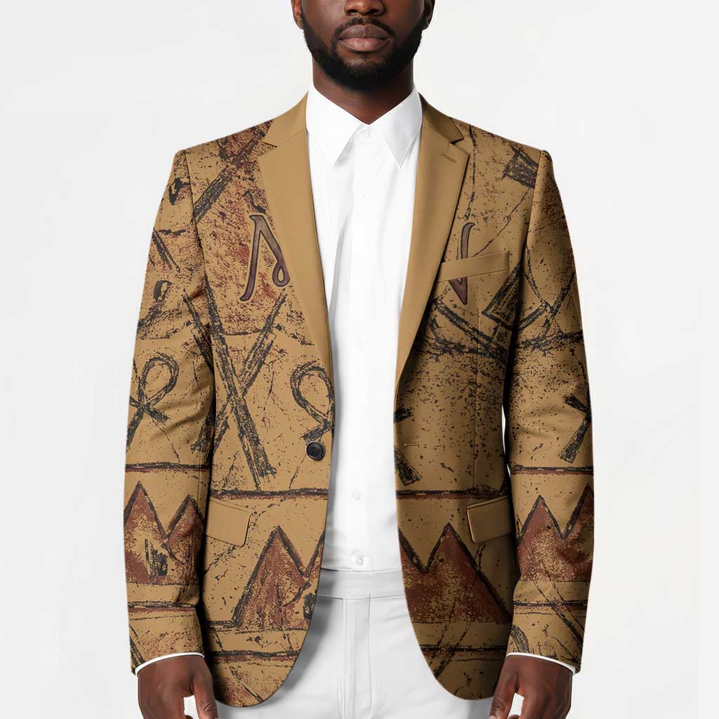 Min Ancient Egyptian Blazer Fertility Symbol Sandstone Ankh Pyramid Pattern