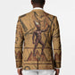 Min Ancient Egyptian Blazer Fertility Symbol Sandstone Ankh Pyramid Pattern