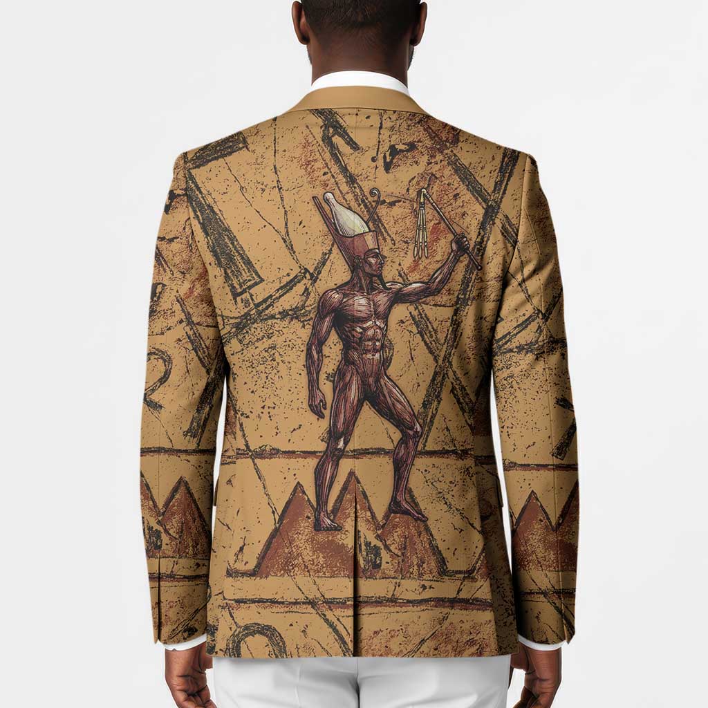Min Ancient Egyptian Blazer Fertility Symbol Sandstone Ankh Pyramid Pattern