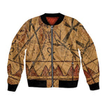 Min Ancient Egyptian Bomber Jacket Fertility Symbol Sandstone Ankh Pyramid Pattern