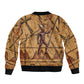 Min Ancient Egyptian Bomber Jacket Fertility Symbol Sandstone Ankh Pyramid Pattern