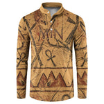 Min Ancient Egyptian Button Sweatshirt Fertility Symbol Sandstone Ankh Pyramid Pattern