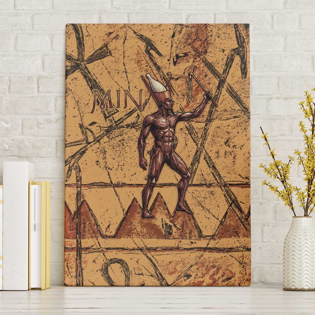 Min Ancient Egyptian Canvas Wall Art Fertility Symbol Sandstone Ankh Pyramid Pattern