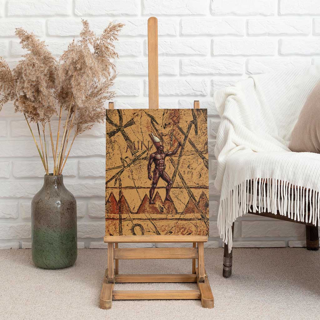 Min Ancient Egyptian Canvas Wall Art Fertility Symbol Sandstone Ankh Pyramid Pattern