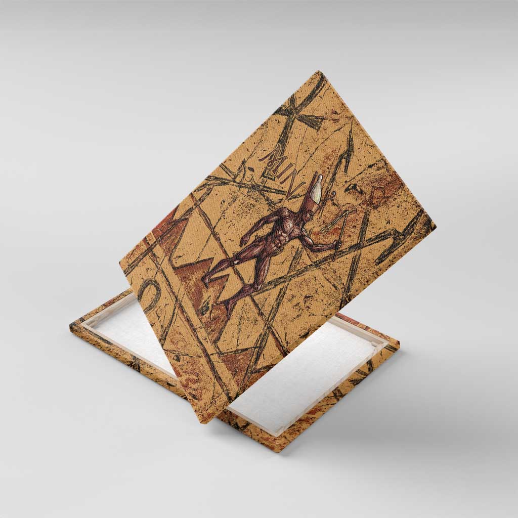 Min Ancient Egyptian Canvas Wall Art Fertility Symbol Sandstone Ankh Pyramid Pattern