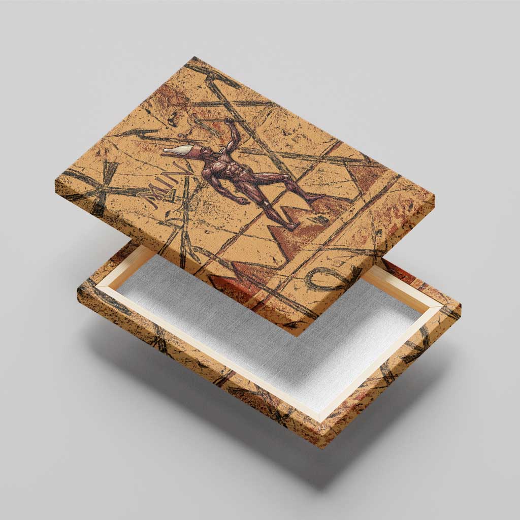 Min Ancient Egyptian Canvas Wall Art Fertility Symbol Sandstone Ankh Pyramid Pattern
