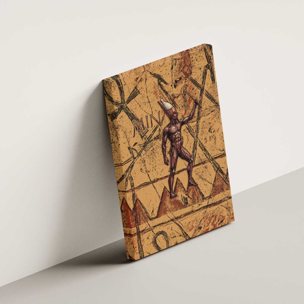 Min Ancient Egyptian Canvas Wall Art Fertility Symbol Sandstone Ankh Pyramid Pattern
