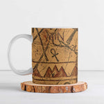 Min Ancient Egyptian Ceramic Mug Fertility Symbol Sandstone Ankh Pyramid Pattern