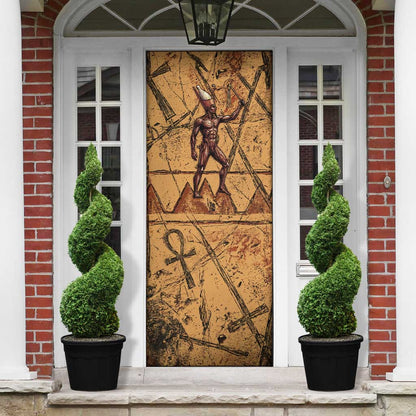 Min Ancient Egyptian Door Cover Fertility Symbol Sandstone Ankh Pyramid Pattern