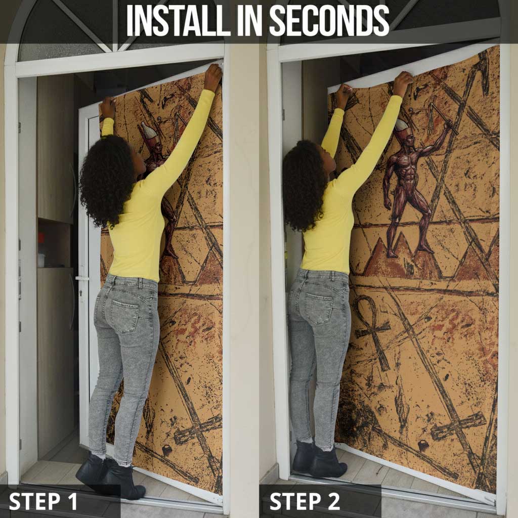 Min Ancient Egyptian Door Cover Fertility Symbol Sandstone Ankh Pyramid Pattern