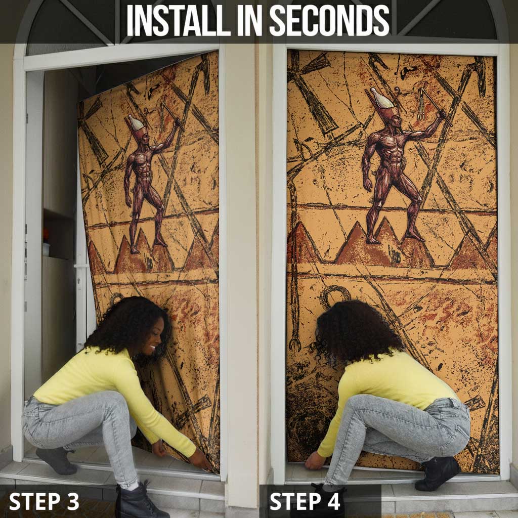 Min Ancient Egyptian Door Cover Fertility Symbol Sandstone Ankh Pyramid Pattern