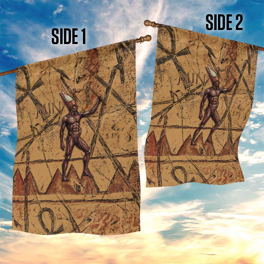 Min Ancient Egyptian Garden Flag Fertility Symbol Sandstone Ankh Pyramid Pattern