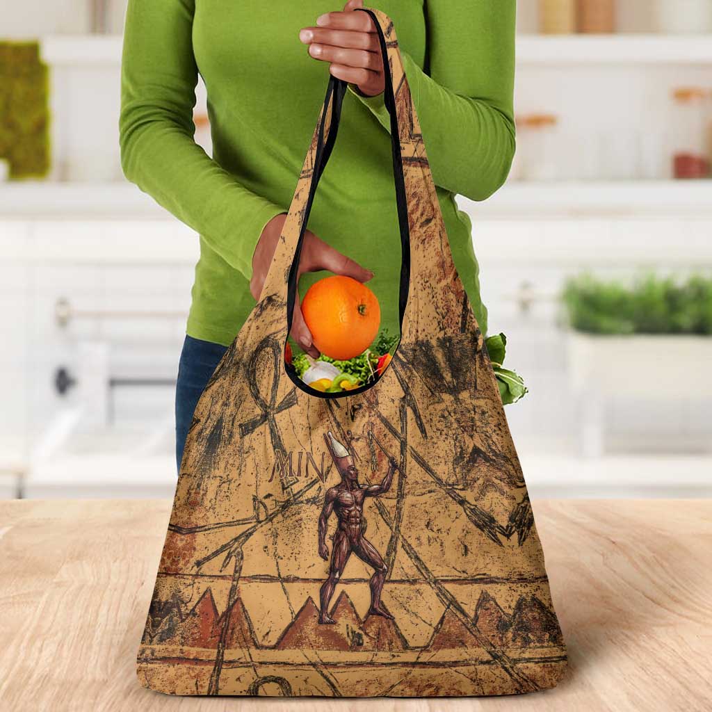 Min Ancient Egyptian Grocery Bag Fertility Symbol Sandstone Ankh Pyramid Pattern